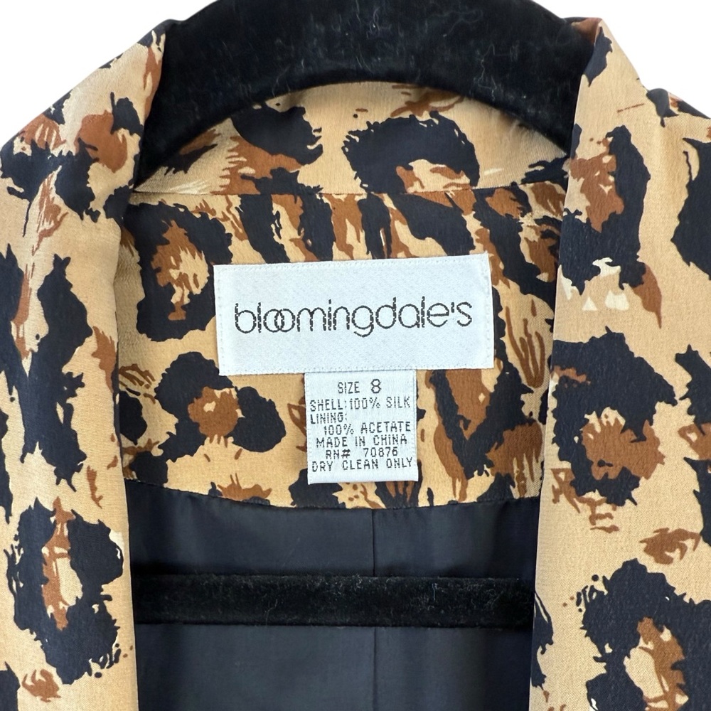 Bloomingdale’s 100% Silk Leopard Print Open Front Blazer Jacket Women’s Size 8 - Picture 5 of 6